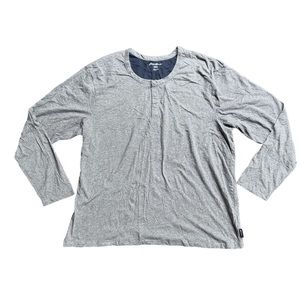 Eddie Bauer Gray Henley Size XXL Long Sleeve Shirt